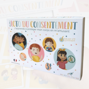 Boîte du jeu éducatif Mon Loto du Consentement pour parler du consentement avec les enfants